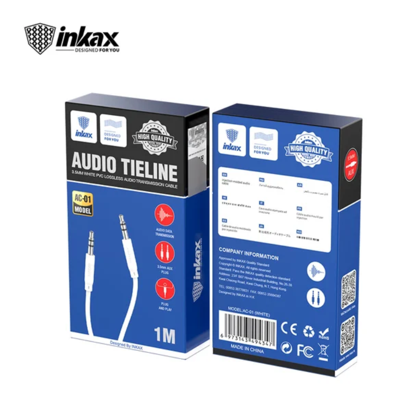 Cable AUX Jack 1m INKAX AC-01 - Blanc